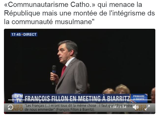 Pour François Fillon, il n’y a pas de communautarisme catholique qui menace la république.