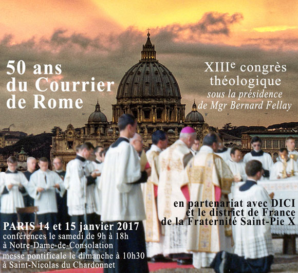Congrès théologique international pour le 50ème anniversaire du Courrier de Rome