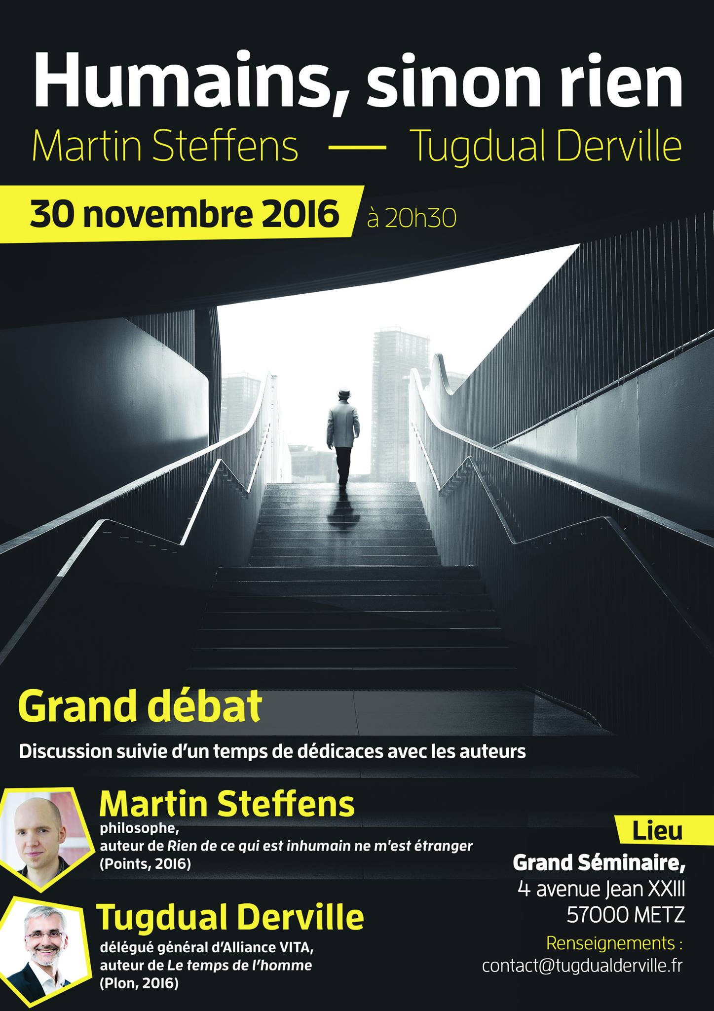 Metz – Tugdual Derville en débat avec Martin Steffens le 30 novembre