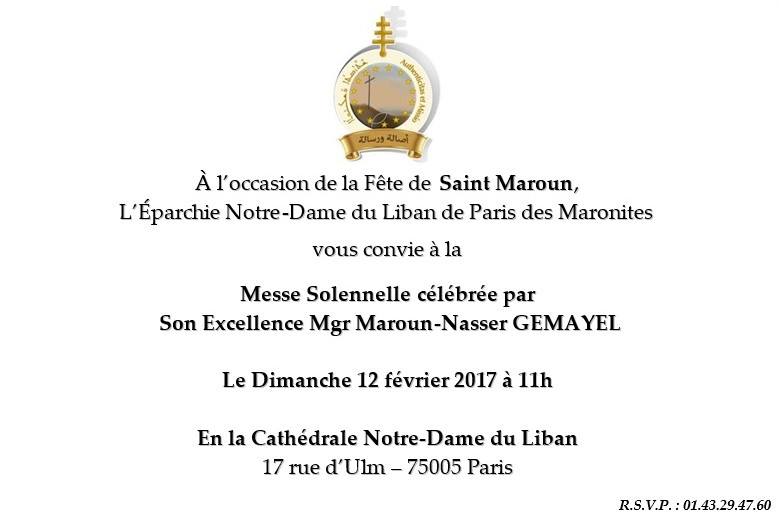 12 février 2017: messe solennelle à la cathédrale Notre-Dame du Liban de Paris pour la Saint-Maroun