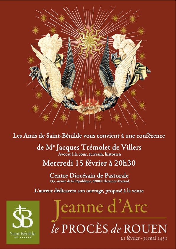 Clermond-Ferrand – « Jeanne d’Arc et le procès de Rouen » : conférence de Me Jacques Trémolet de Villers
