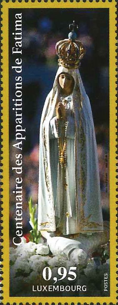 Un timbre commémorant Fatima en Pologne, Portugal, Slovaquie et Luxembourg