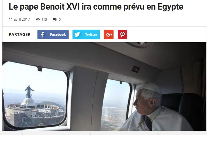 Benoît XVI irait-il en Egypte à la place du pape François ?
