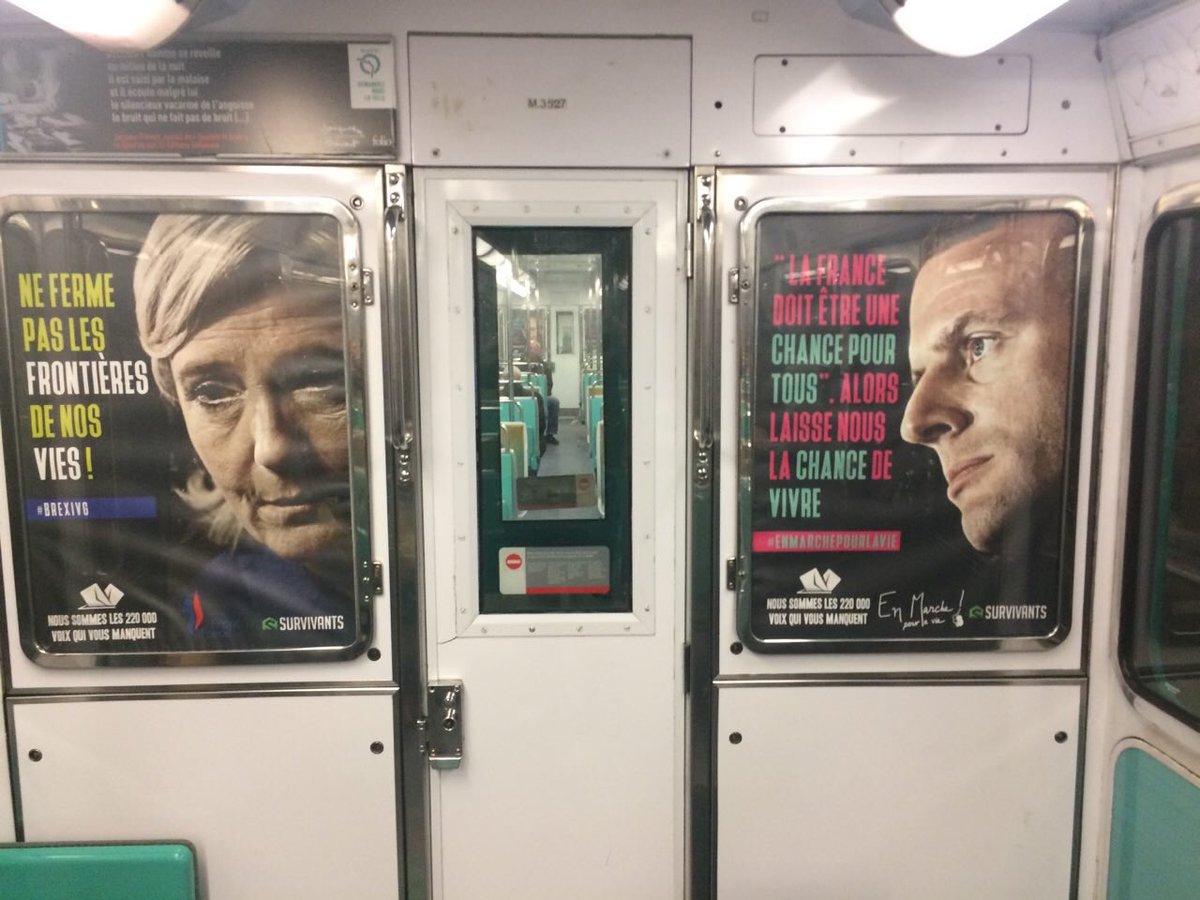 Une campagne anti-IVG à destination de Macron et Le Pen dans le métro