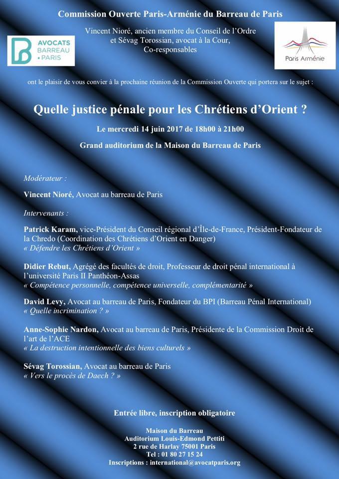 Paris – Quelle justice pénale pour les chrétiens d’Orient ?