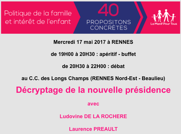 Rennes – Conférence en présence de Ludovine de la Rochère
