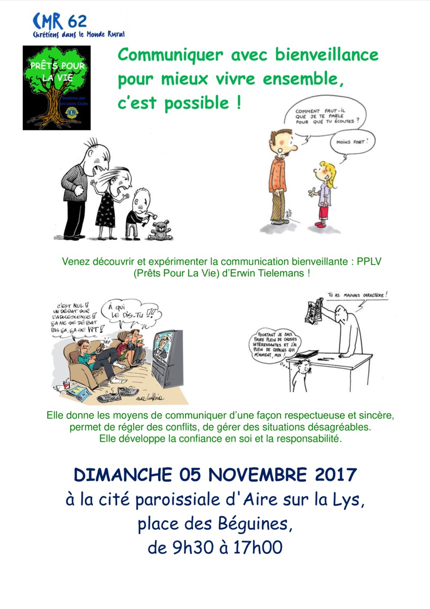 Communiquer avec bienveillance pour mieux vivre ensemble – journée Chrétiens dans le monde rural (CMR) le 5 novembre à Aire-sur-la-Lys (62)