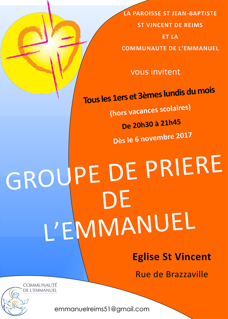Communauté de l’Emmanuel : nouveau groupe de prière à Reims (51) – premier rdv le 6 novembre