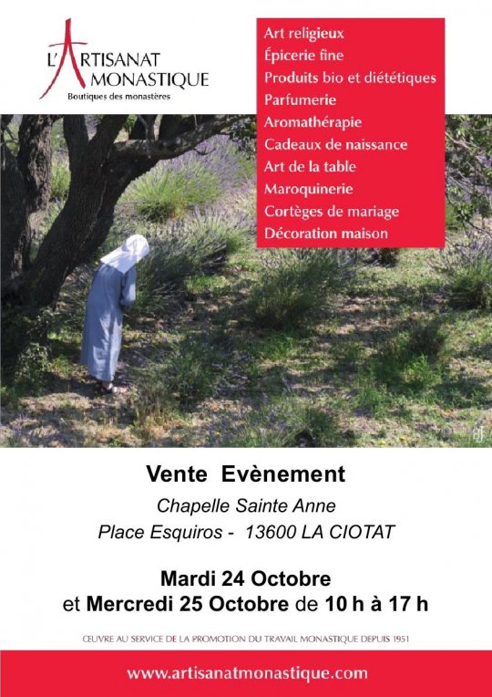 Vente de l’Artisanat Monastique à La Ciotat les 24 et 25 octobre
