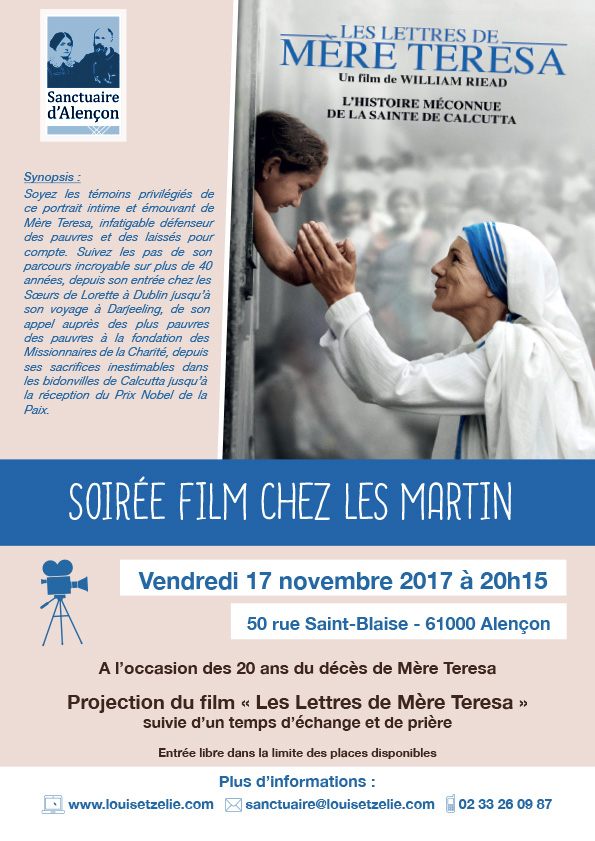 Soirée film chez les Martin : “Les Lettres de Mère Teresa” le 17 novembre