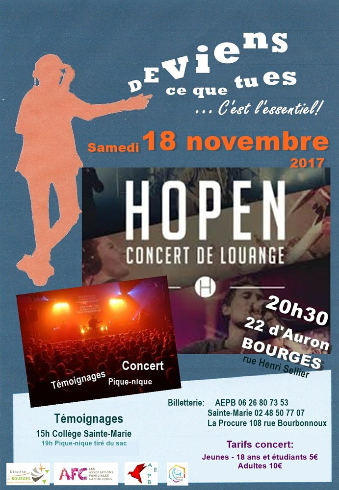 “Deviens ce que tu es” et Concert d’HOPEN à Bourges (18) le 18 novembre – AFC