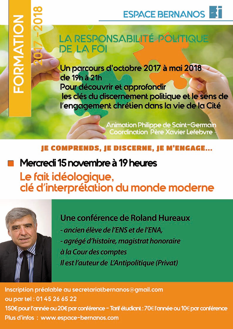 Parcours « Responsabilité politique de la foi » à Paris du 15 novembre 2017 au 16 mai 2018