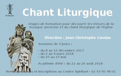 Stage de chant sacré polyphonique et grégorien du 8 (soir) au 10 décembre (14h) à Notre-Dame du Chêne (72)