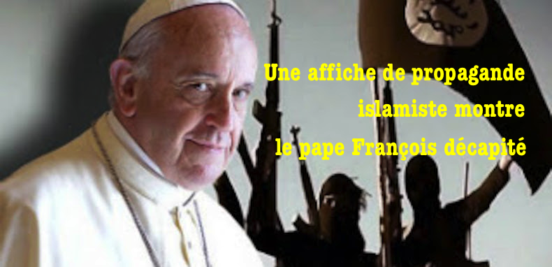 Le pape décapité sur une affiche de propagande islamiste