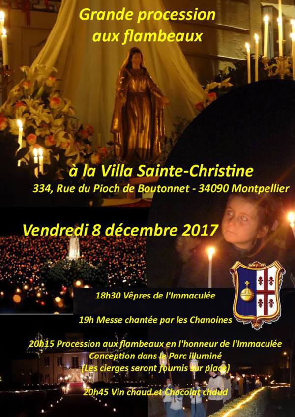 Procession en l’honneur de l’Immaculée Conception à Montpellier (34) le 8 décembre