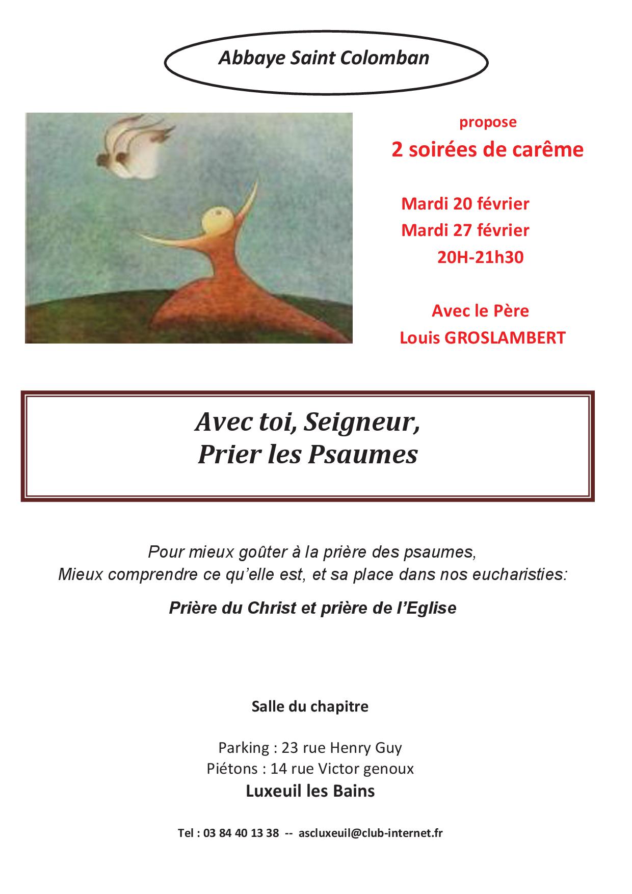 Soirée de Carême à Luxeuil-les-Bains (70) les 20 et 27 février 2018