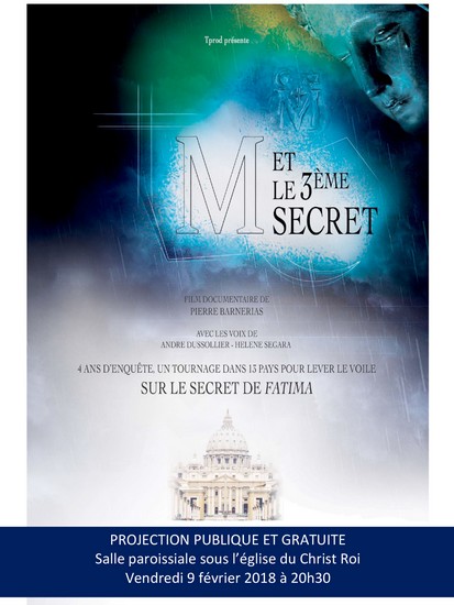 Projection publique du film « M et le 3ème secret » à Toulouse (31) le 9 février 2018