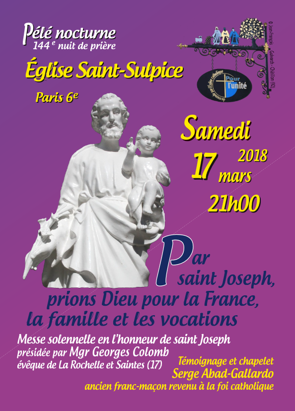 Pèlerinage nocturne en l’église saint Sulpice à Paris – nuit du 17 mars 2018