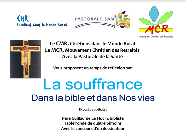 12, 13, 19 et 20 avril 2018 : quatre journées au choix « La souffrance dans la Bible et dans nos vies » – diocèse de Nantes (44)