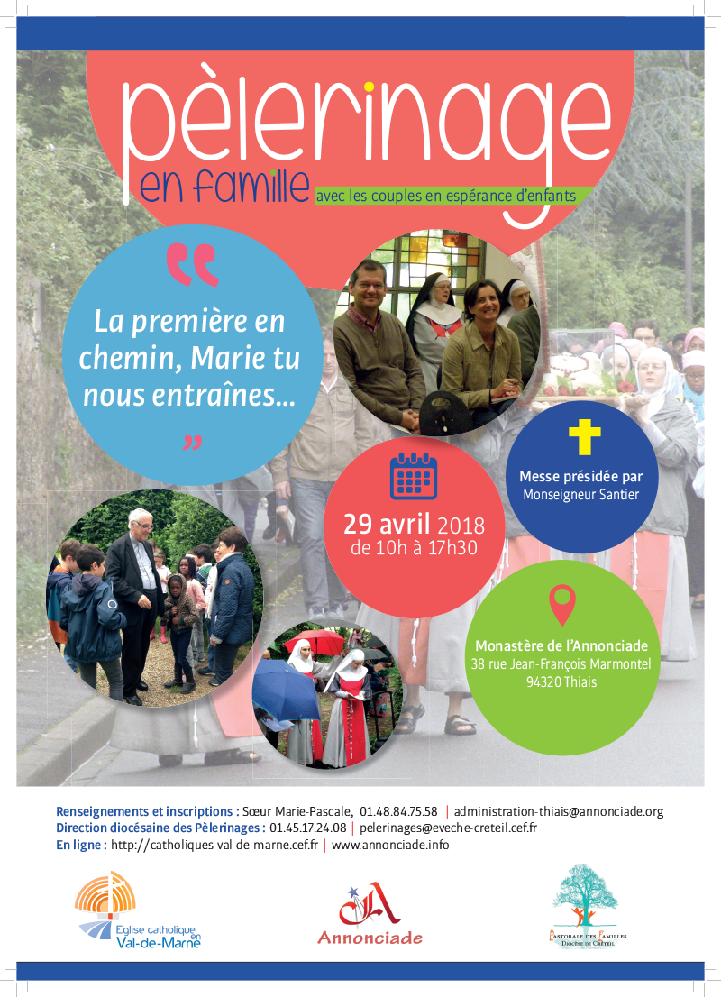 Pèlerinage en famille avec les couples en espérance d’enfants le 29 avril 2018 à Thiais (94)