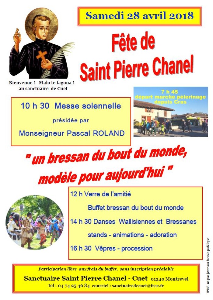 Fête de saint Pierre Chanel le 28 avril 2018 à Montrevel (01)