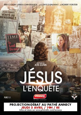 Projection du film Jésus, l’enquête, à Annecy (74) le 5 avril 2018