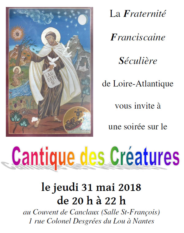 31 mai 2018 : Formation « Le Cantique des Créatures » » proposée par la FFS à Nantes (44)