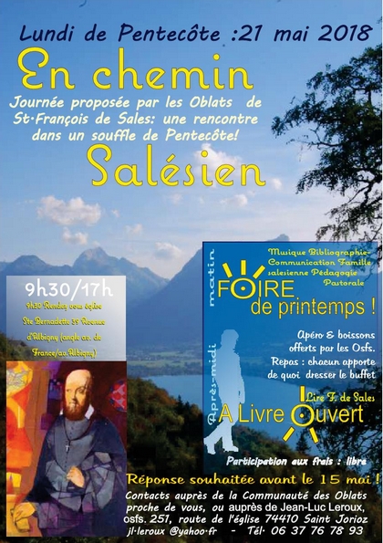 « En chemin salésien » – journée de partage sur la spiritualité salésienne le 21 mai 2018 à Annecy (74)
