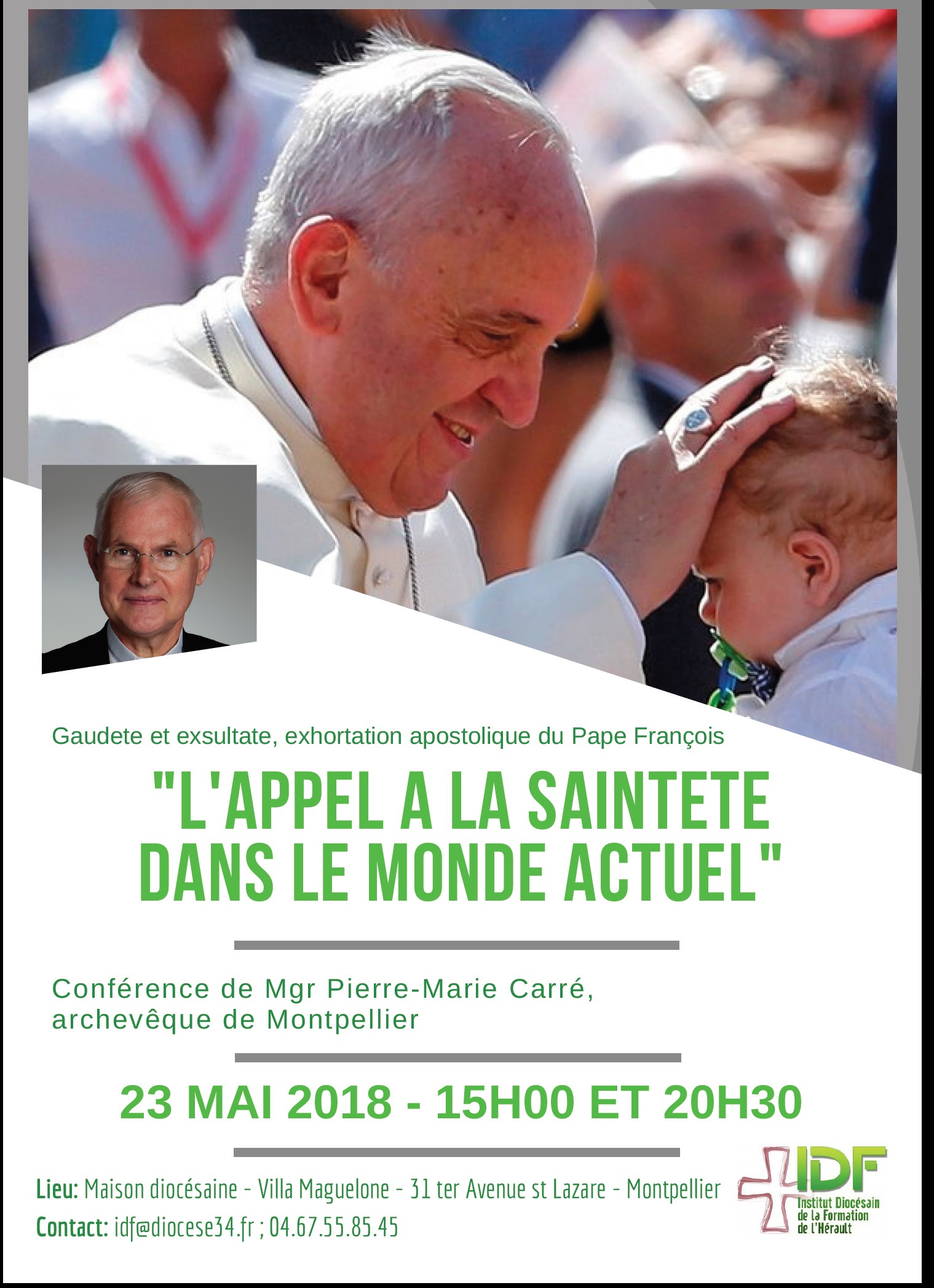 Conférence « Appel à la sainteté dans le monde actuel » le 23 mai 2018 à Montpellier (34)