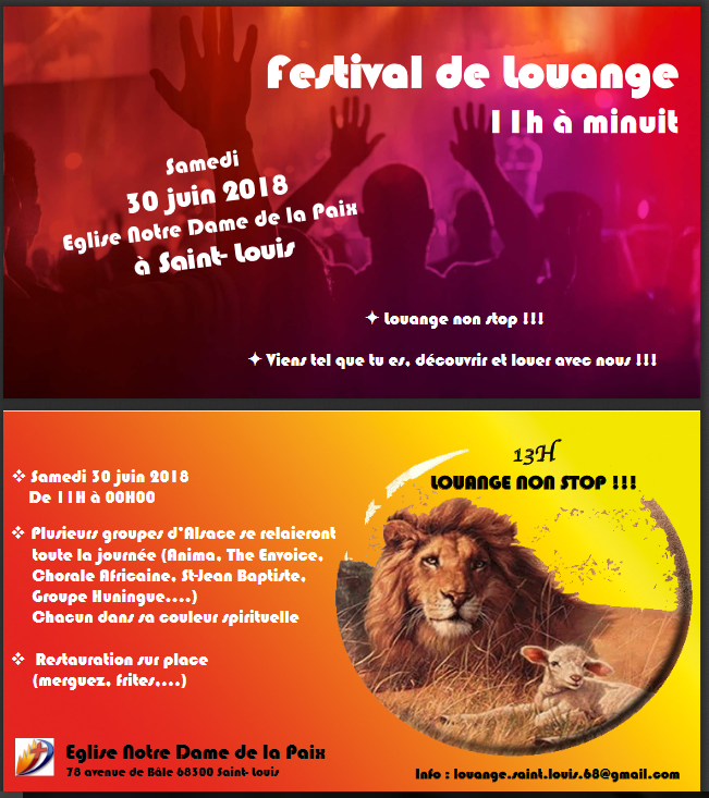 Le festival de louange de Saint-Louis (68) le 30 juin 2018