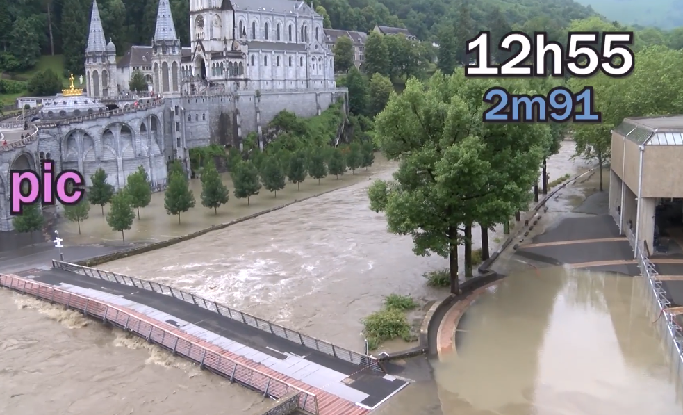 Lourdes sous les eaux – Un pic à 2m91- Vidéo