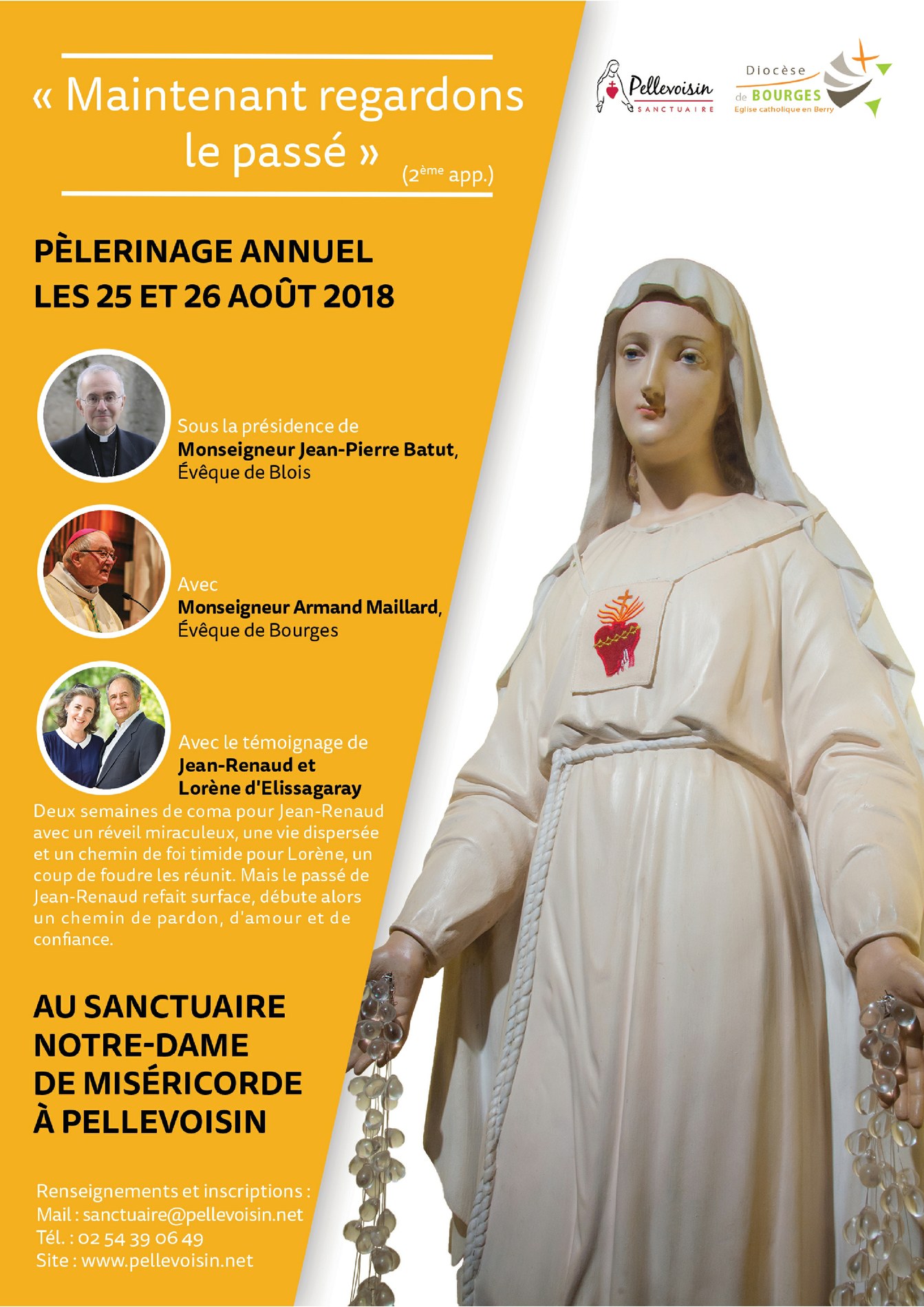 Pèlerinage annuel du diocèse de Bourges à Pellevoisin (36) les 25 & 26 août 2018