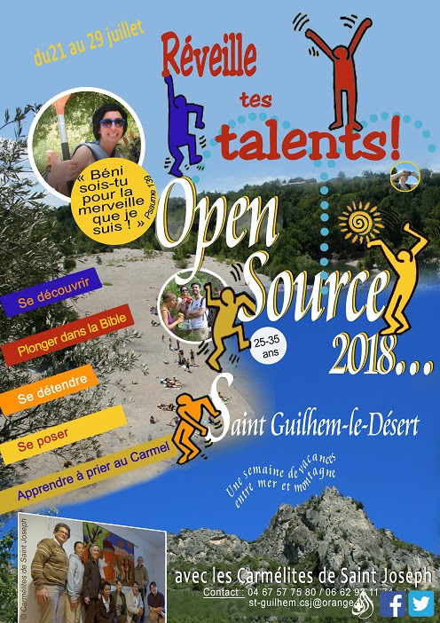 Open Source 2018 – Réveille tes talents !  Du 21 au 29 juillet 2018 à St Guilhem le Désert (34)