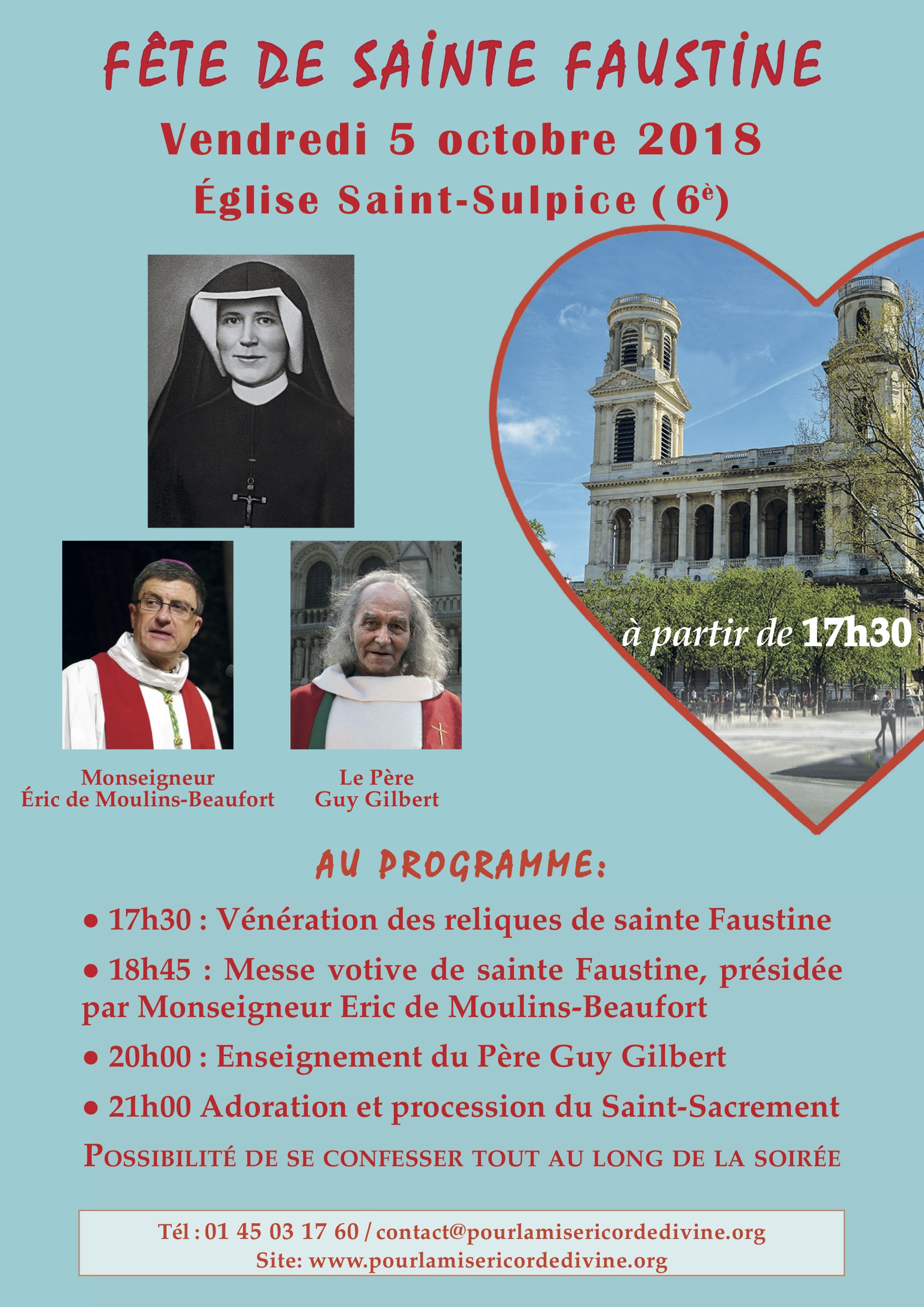 Grande célébration à l’occasion du 80e anniversaire du rappel à Dieu de sainte Faustine le 5 octobre 2018 à Paris