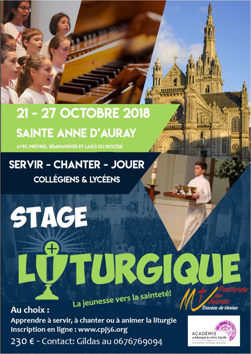 Stage liturgique pour les jeunes du 21 au 27 octobre 2018 à Sainte-Anne-d’Auray (56)