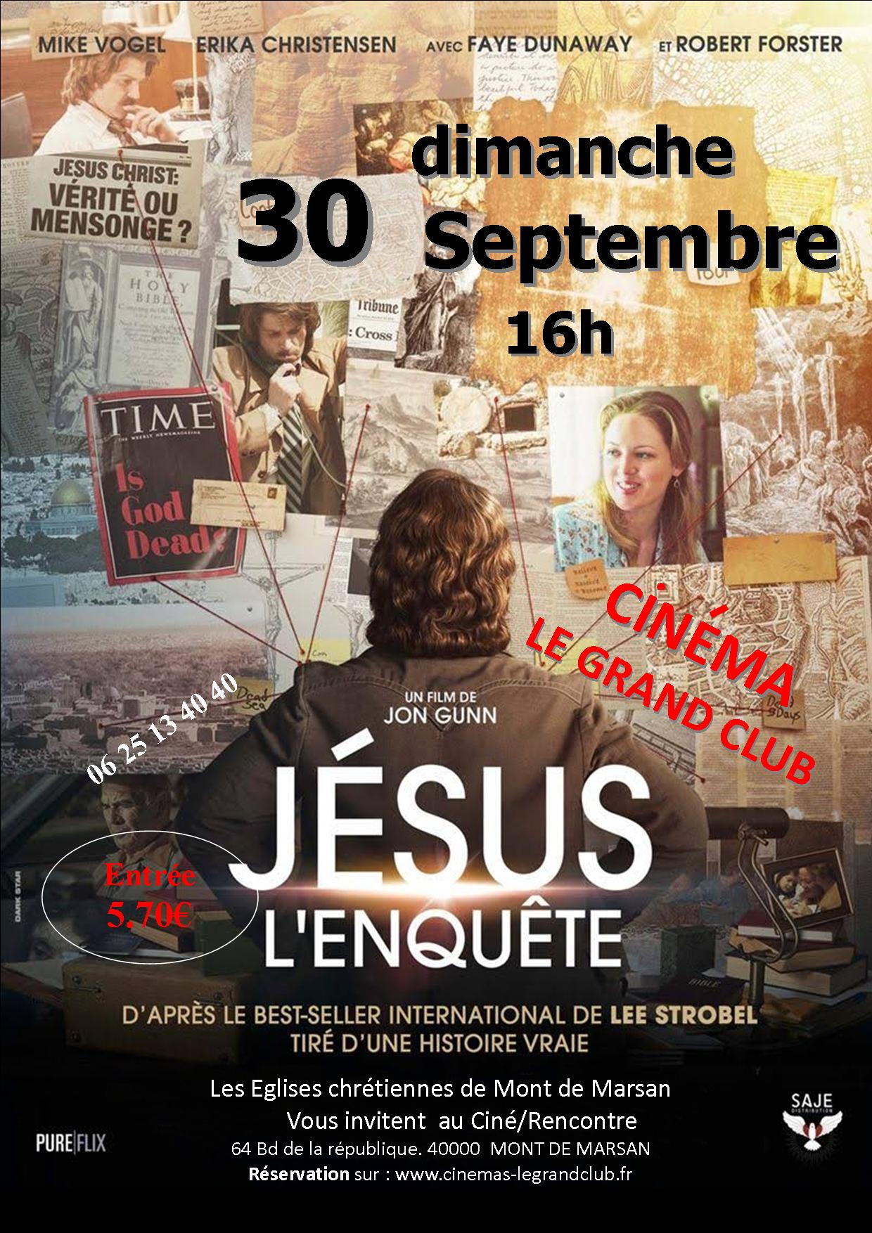 Projection du film Jésus L’enquête le 30 septembre 2018 à Mont de Marsan (40)