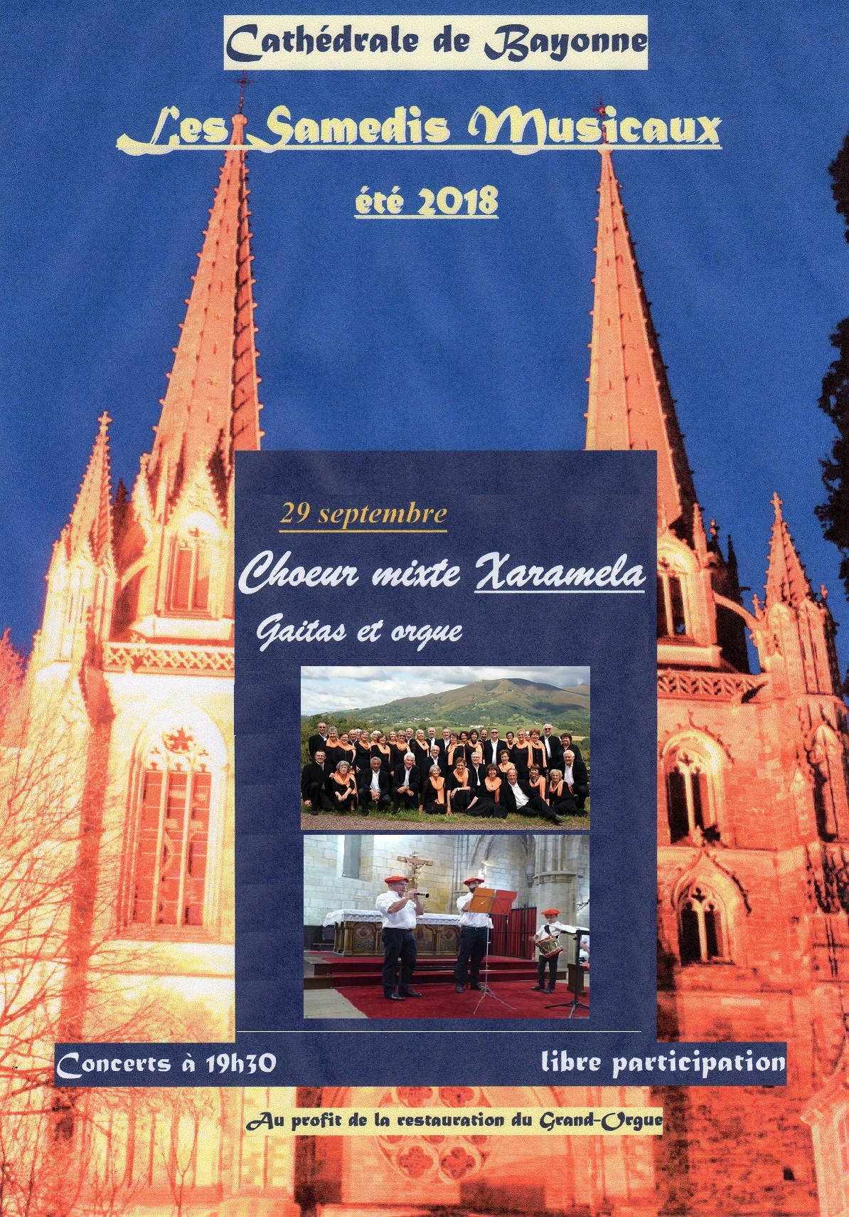 Concert du choeur XARAMELA à la cathédrale de Bayonne (64) le 29 septembre 2018