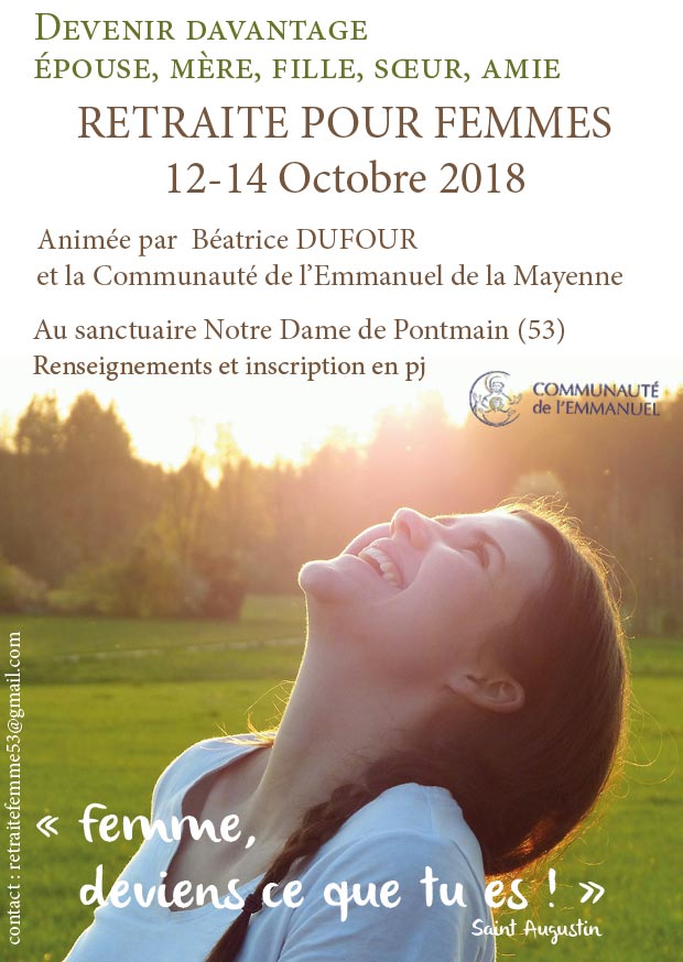 Retraite à Pontmain (53) pour les femmes du 12 au 14 octobre 2018