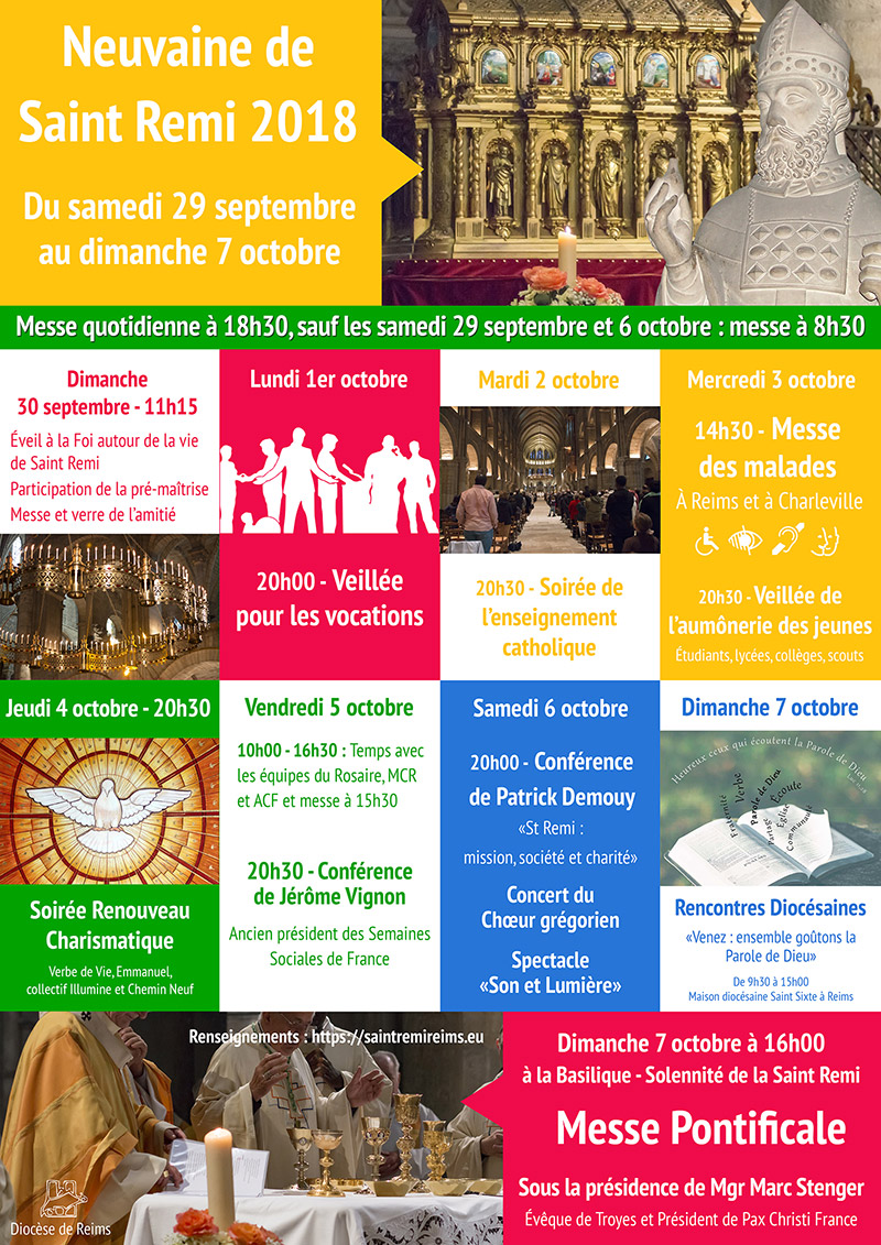 Neuvaine de Saint Remi 2018 du 29 septembre au 7 octobre à Reims (51)