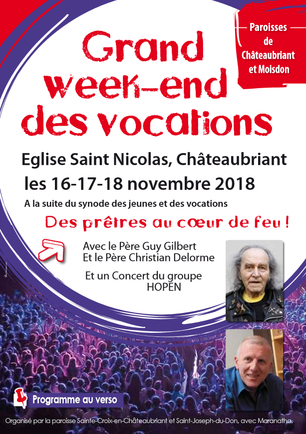 16 au 18 novembre 2018 : Grand Week-end des vocations à Châteaubriant (44)
