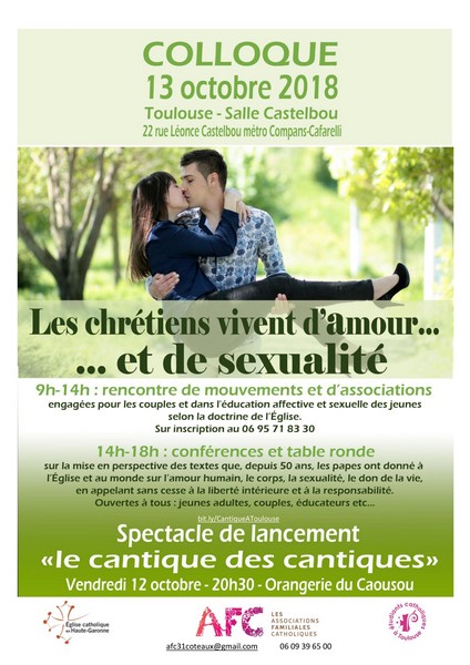 Journée-colloque des AFC – « Les chrétiens vivent d’Amour… et de sexualité » – le 13 octobre 2018 à Toulouse (31)