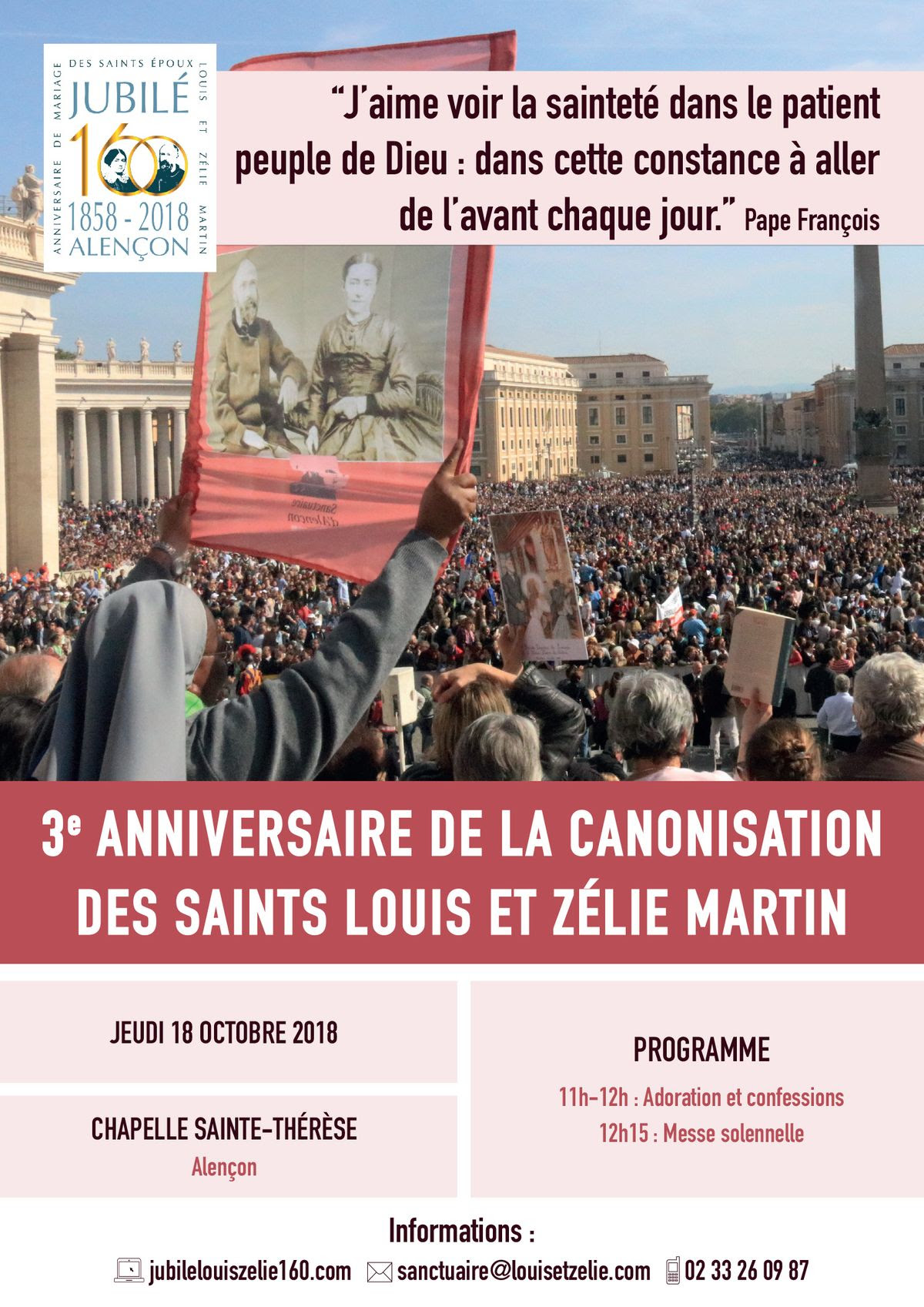 3e anniversaire de la canonisation des saints Louis et Zélie Martin le 18 octobre 2018 à Alençon (61)
