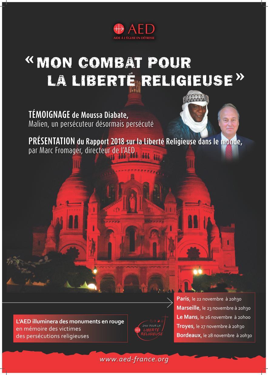 AED – Conférence-témoignage : “Mon combat pour la liberté religieuse” le 22 novembre 2018 à Paris