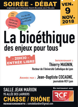 Soirée-débat « La bioéthique, des enjeux pour tous » le 9 novembre 2018 à Chasse-sur-Rhône (38)