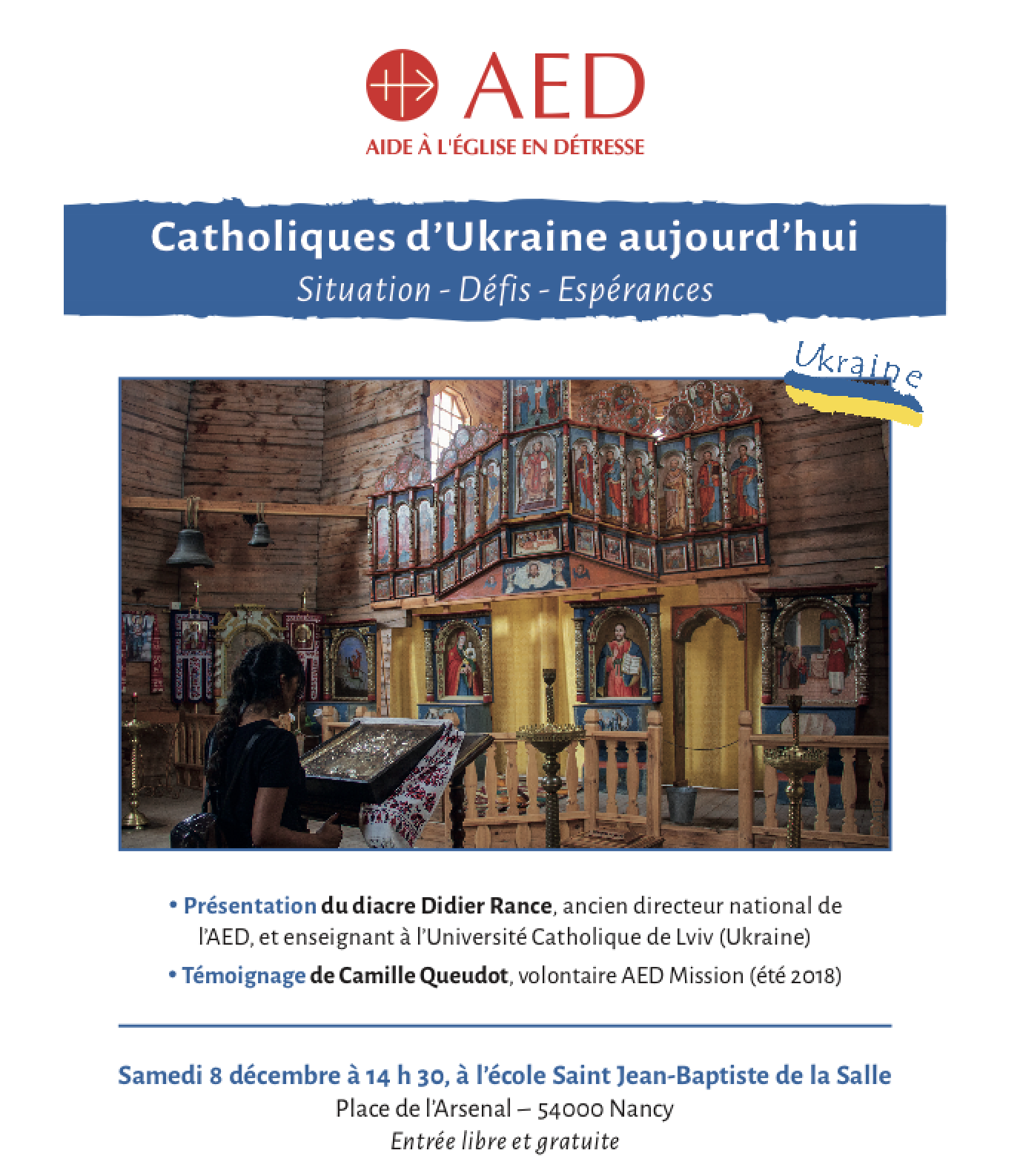 AED – Catholiques d’Ukraine – témoignage le 8 décembre 2018 à Nancy (54)