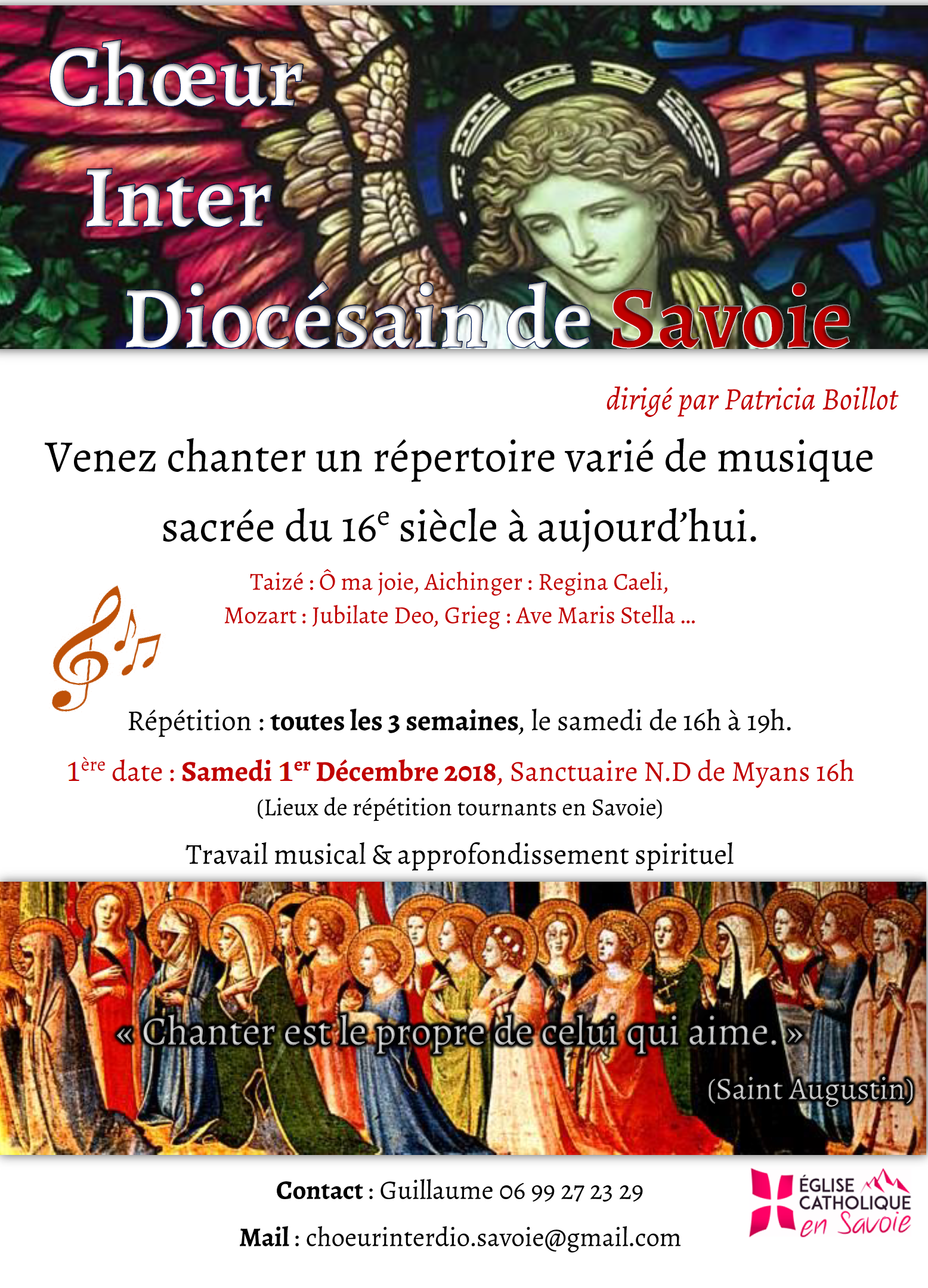 Création d’un chœur inter-diocésain de Savoie – 1ère rencontre le 1er décembre 2018 à Myans (73)