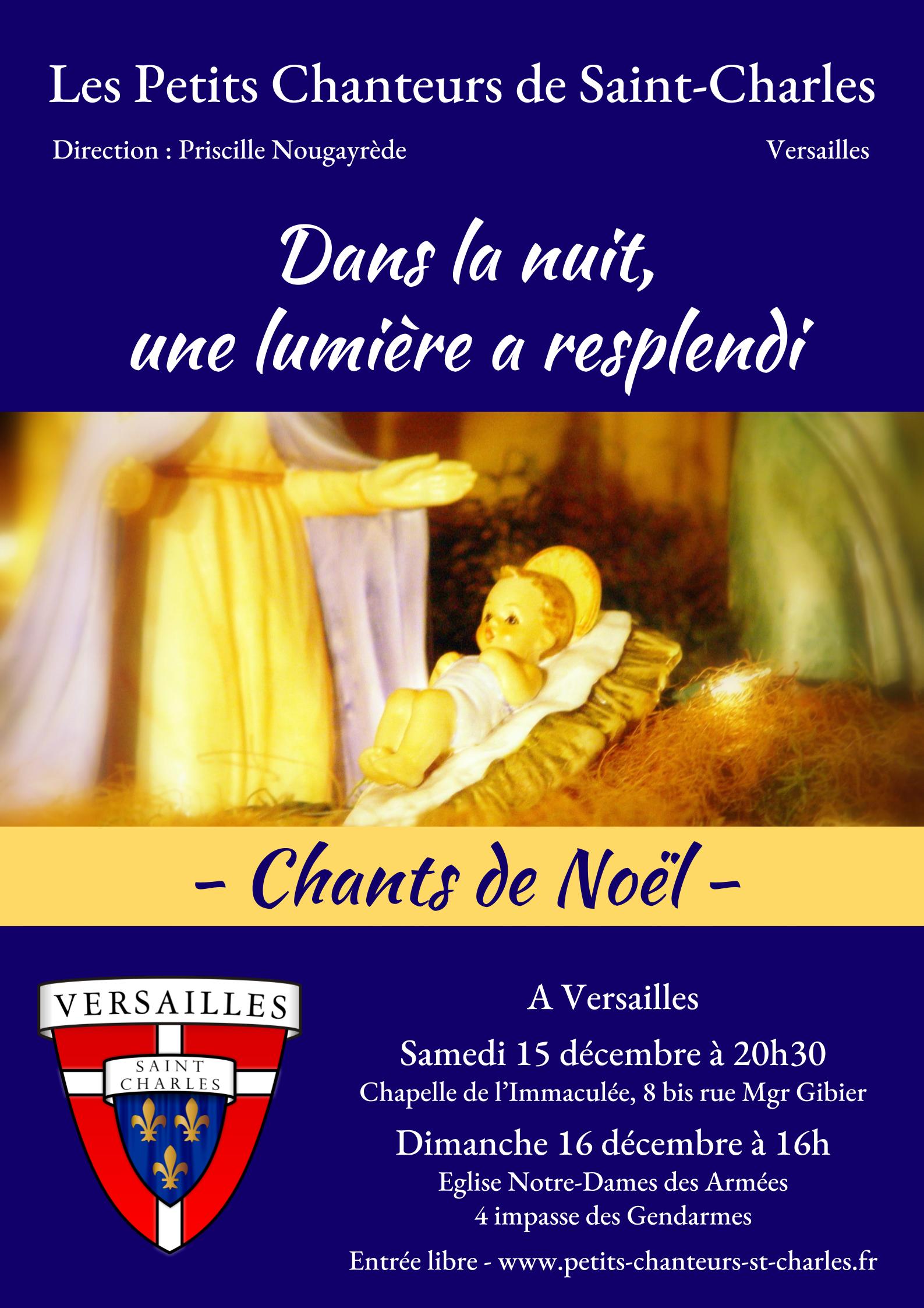 Concert de Noël des Petits Chanteurs de Saint-Charles les 15 & 16 décembre et messe de minuit le 24 décembre 2018 à Versailles (78)