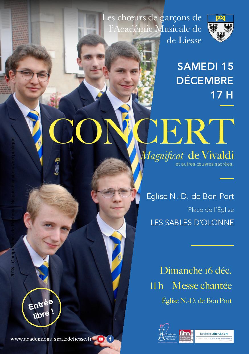 Concert et messe aux Sables d’Olonne (85) les 15 & 16 décembre 2018 – Académie Musicale de Liesse