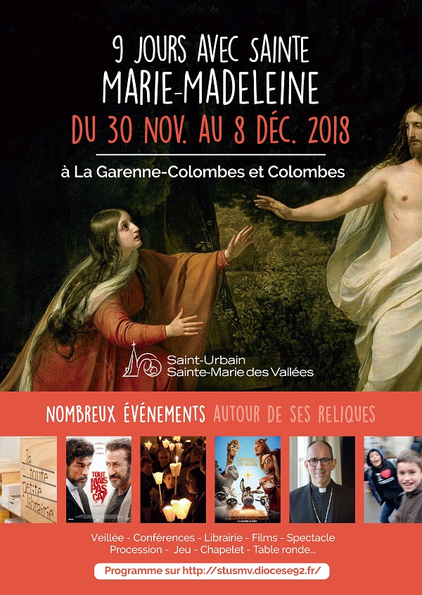 9 Jours avec sainte Marie-Madeleine jusqu’au 8 décembre 2018 à La Garenne-Colombes & Colombes (92)