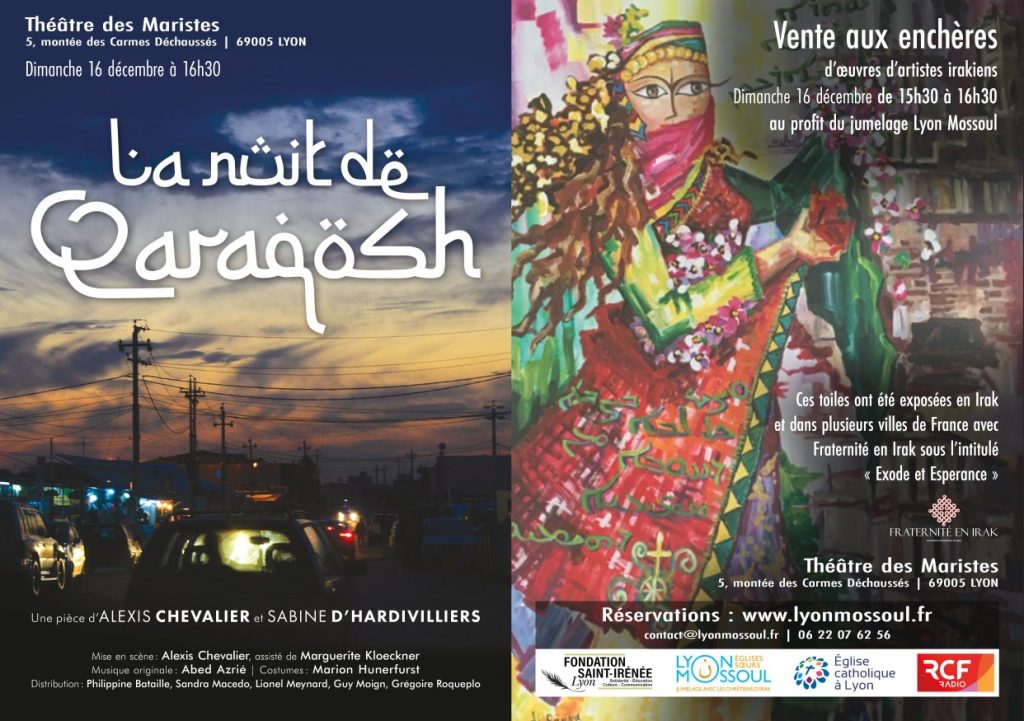 Vente aux enchères d’oeuvres irakiennes et pièce de théâtre le 16 décembre 2018 à Lyon (69)